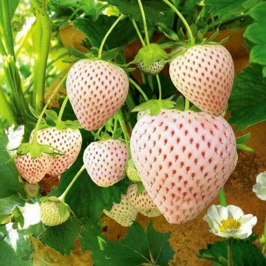 White Strawberry Seeds - 200 Unique Pale-Fruit Variety for Home Gardens, Raised Beds & Containers, Ideal for Indoor & Outdoor Growing, Zone 4-9