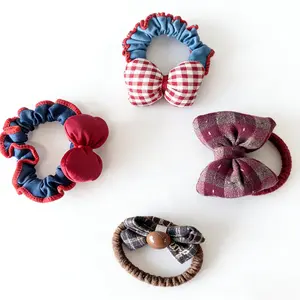 Cute Kids' Plaid Bow Hair Accessory Set