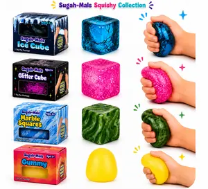 Sugah-Mals Sensory Squishy Collection - Slow-Rise Stress Ball Fidget Toys: Ice, Glitter, Marble Shapes & Gummy Orbs with Soft Maltose Texture