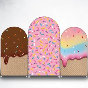 15-day 2D Flat Delivery Chocolate Ice Cream Arch Backdrop Cover for Summer Sweet Treat Party