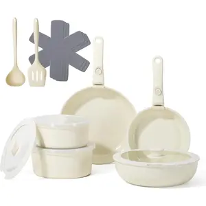 Pots and Pans Non Stick,16Pcs Ceramic Nonstick Cookware Sets, Induction Kitchen tagines Set with Removable Handle, Cooking Frying Pans & Saucepans(PFOA Free), Oven/Dishwasher/Fridge Safe, Space Saving