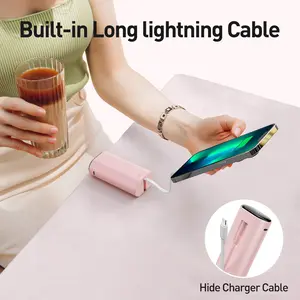 iWALK Power Bank Fast Charging 9600mAh,Ultra Compact Small Portable Charger with Built in 18W PD Cable & LED Display,[2024 Upgrade] PD Battery Pack Portable Charger Compatible with iPhone 14/13/12/XR