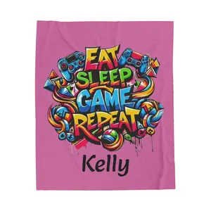 Personalized Gamer Plush Blanket - Eat Sleep Game Repeat, Cozy Gift for Gamers, Gaming Décor, Ideal for Birthdays, Gaming Rooms, [...] Fleece