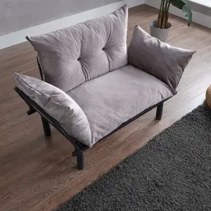 FathersDayGift 49" Mini Couch with Mattress Included, Small Loveseat Sofa Chair for Small Space, Oversized Accent Chair and a Half, Metal Frame