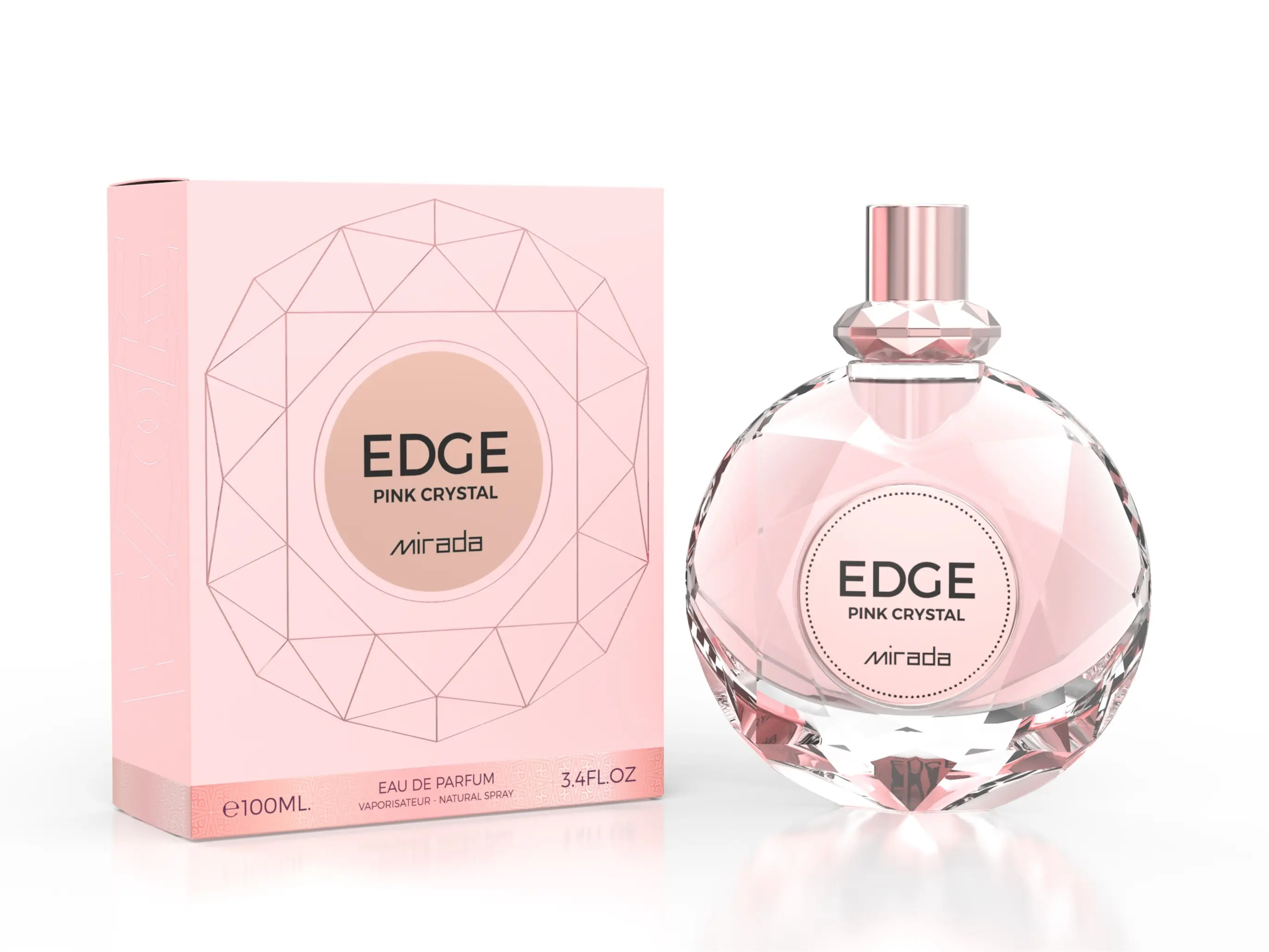 MIRADA Edge Pink Crystal EDP for Women - Floral-Fruity-Musk Magic Fragrance, 3.4 fl oz (100mL), Refined Rose Blend, Poised Elegance, Edp Type, 3 To 3.9 Fl Oz, Refined Blend