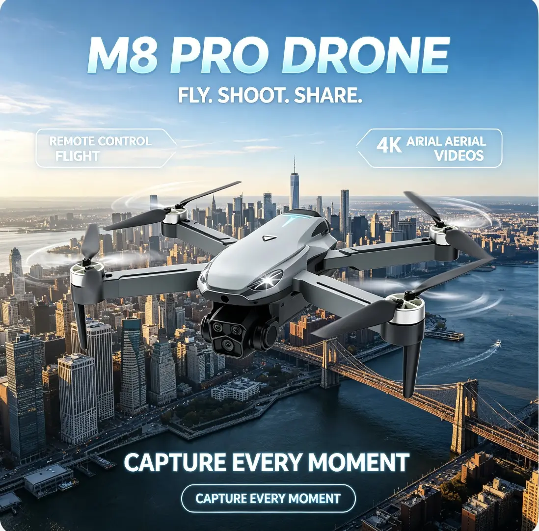 2026 Drone – Stabilized 4K EIS Camera, GPS & 5G WiFi FPV, Brushless Motors, Optical Flow Hover, Intelligent Obstacle Avoidance, Auto Return Home, 360° Rolling Stunts, Includes 2 Batteries