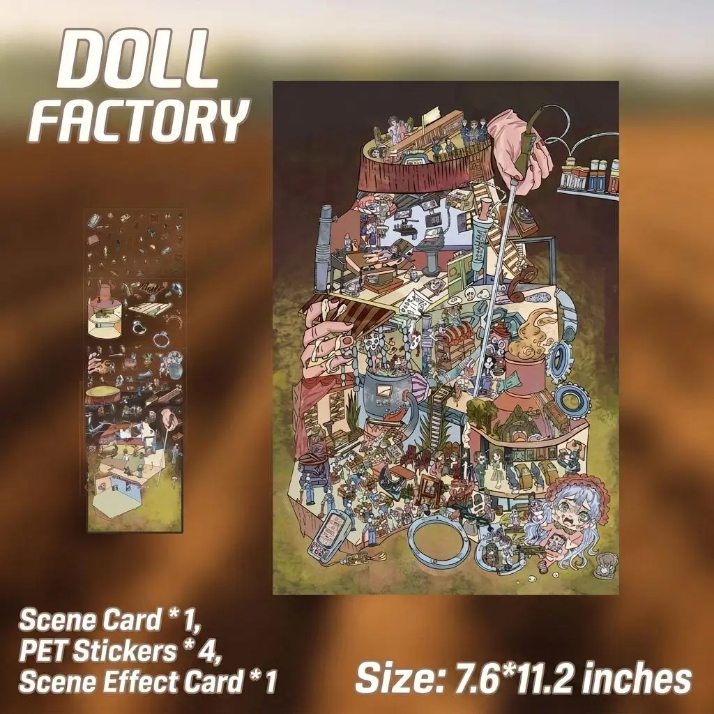 Dark vintage circus mini landscape scene stickers; pre-cut PET retro theater furniture character stickers; DIY multi-layer 3D geometric collage sticker set (includes tweezers).