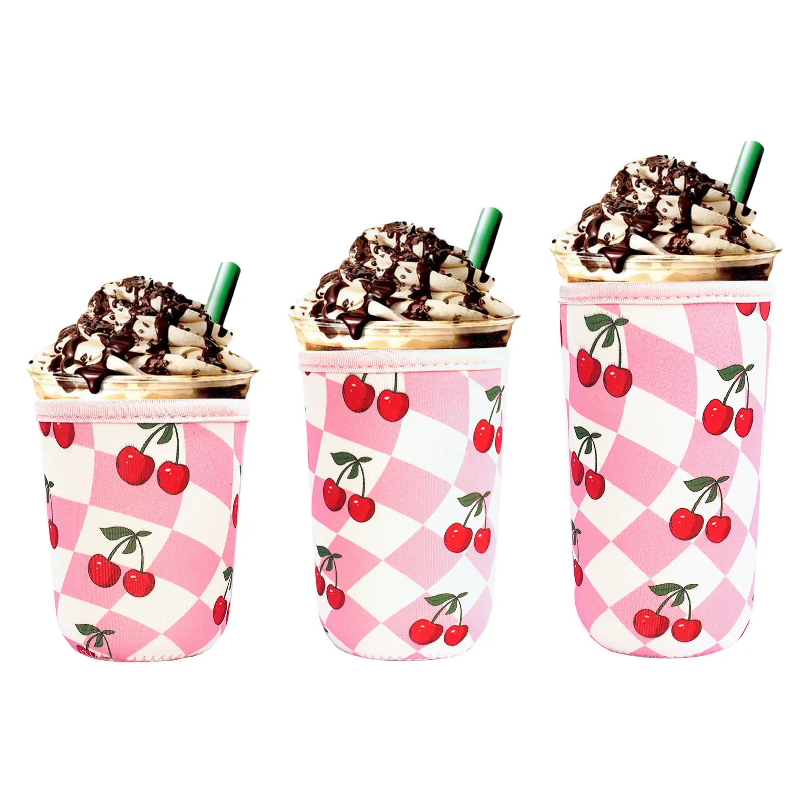 ANOTION Reusable Neoprene Insulator Sleeve for Iced Coffee Cups, 3 Pack Coffee Coolies sleeves for Iced & Hot Drinks