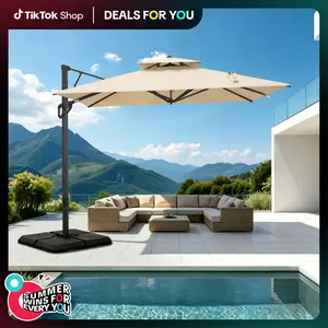 [Deals for you] [2-Box] PHIVILLA Home 9*12 FT Cantilever Patio Umbrella with 360° Rotation, Heavy Duty Hydraulic Double Umbrella Windproof for Outdoor Use, Summer's Day