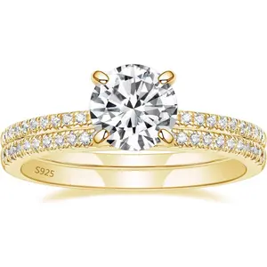 1.25CT 925 Sterling Silver Bridal Ring Sets Round CZ Engagement Promise Rings for Her  Wedding Rings for Women Size 3-11 princess cut ring halorings