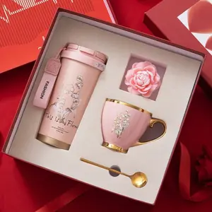 Premium Mother's Day Gift Set Box, Practical Ceramic Liner Thermal Cup, Ideal Gift for Girls, Girlfriend & Best Friend, Birthday Gift Box, Deluxe Gift Box