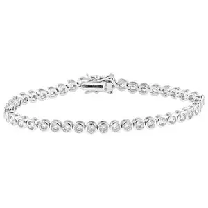 JTV White Diamond Simulant Rhodium Over Brass Tennis Bracelet 18.49ctw