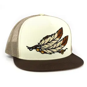 Dos Plumas Brown/Ivory/Khaki flat visor hat