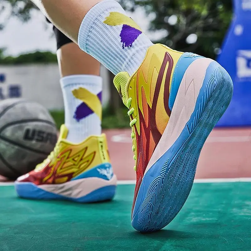 Men's and Women's Basketball Shoes Sports Training Shoes Athletic Running Casual Shoes Two Color Mix and Match Sneakers Men's and Women's Basketball Shoes Sports Training Shoes Athletic Running Casual Shoes Two Color Mix and Match Sneakers