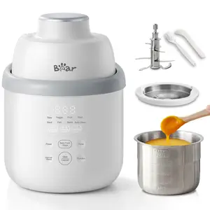Bear NutriEase AllStage Stainless Steel Baby Food Maker Steamer and Blender, Truly OneStep Baby Food Processor Puree Maker Grinder Mills, Auto Cooking&Grinding for Healthy Homemade Baby Food, BPA-Free