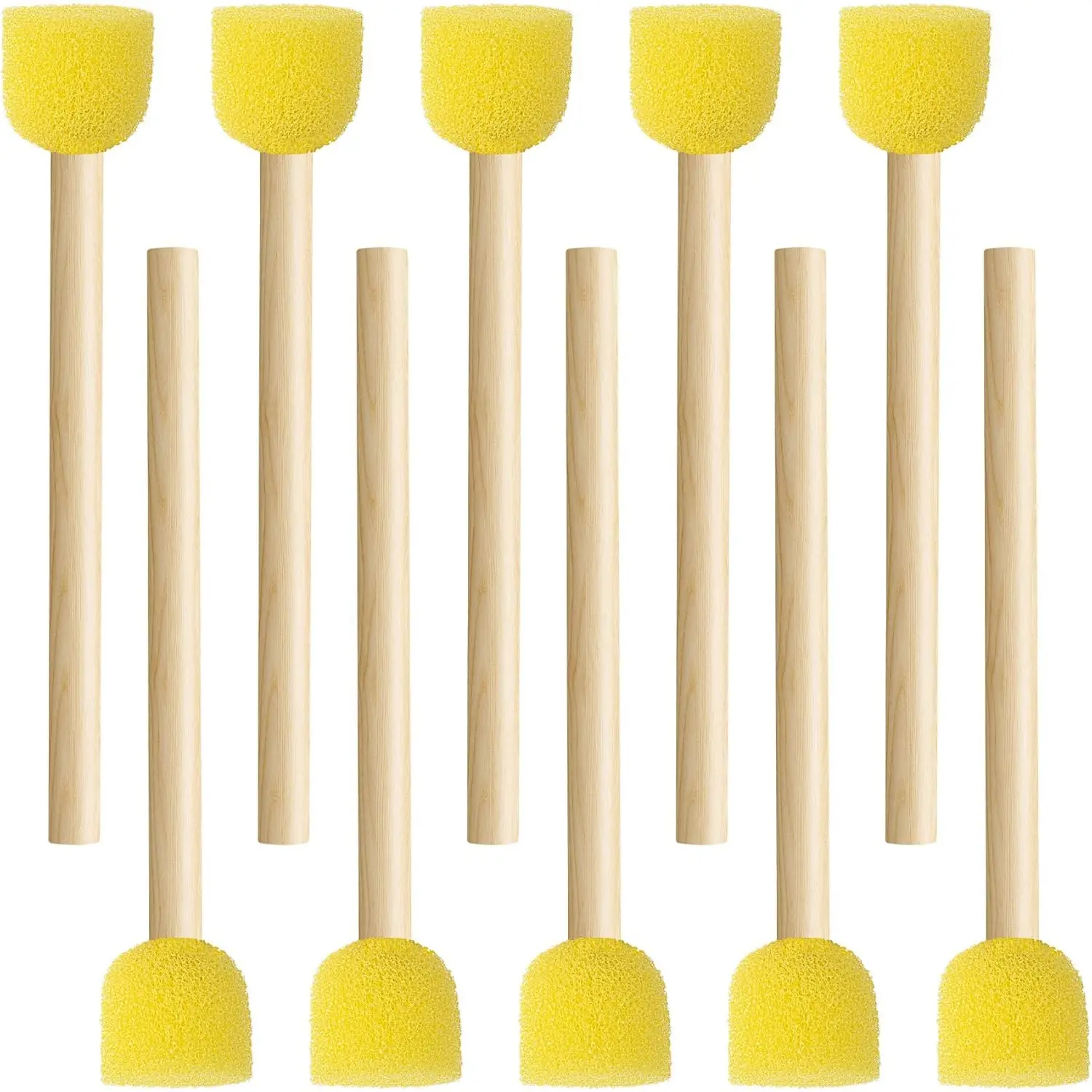 100-Piece Bulk Round Cotton Sponge Paint Brushes with Wooden Soft Grip Handles - Unisex, Portable DIY Material for School, Bedroom Living Room Decor, Acrylic Paint Applications & Smooth Finishes (Home Improvement Building Supplies), Good Gifts