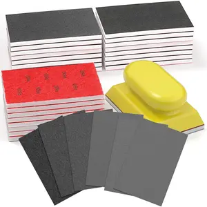 24-Piece Sanding Sponge Set, 3x4 in Dry-Wet Sandpaper Blocks with 120/180/240/320/400/600 Grits, Soft Foam Hand-Held Sanders for Metal Polishing, Furniture Finishing outdoorfun