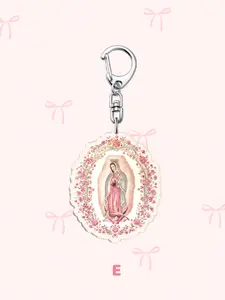1pc Retro Catholic Keychain Of Jesus Lamb Decorative Keychain,Catholic Keychain Of Our Lady Of Guadalupe, Mexican Virgin Mary Keyring For Accessories, 2D Acrylic Key Pendant, Jesus And heart Shape Design, Keychain Accessories, Holiday Decoration, Suitable
