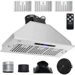 VEVOR Insert Range Hood,  , 900CFM 4-Speed, 36 Inch Stainless Steel Built-in Kitchen Vent with Touch & Remote Control LED Lights Baffle Filters, Ducted/Ductless Convertible, ETL Listed