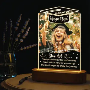 Graduation 2026 Gifts with Custom Photo, Personalized Night Light Graduates Plaque, Graduate Frame Picture Gifts, Gifts for Graduate Senior, Graduation Decorations 2026