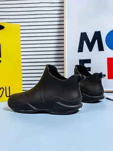 Men & Women Short Rain Boots, Lightweight Upgrade, Anti-Slip Durable All-Weather Protection, Patchwork Design, Low Top Style, Walking Shoes