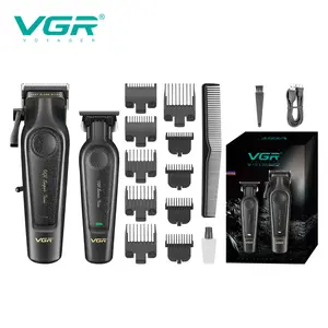 VGR 197&995 Hair Clippers for Men, Professional Cordless Clippers and Trimmers Set, Barber Zero Gapped Trimmer, Mens Rechargeable Hair Cutting Kit with 10 limit combs & ceramic blade