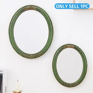 Classical Lace Oval Decorative Mirror, European Background Wall Art, Creative Makeup Mirror, Wall Decoration, Photography Prop, Home Decorative Mirror