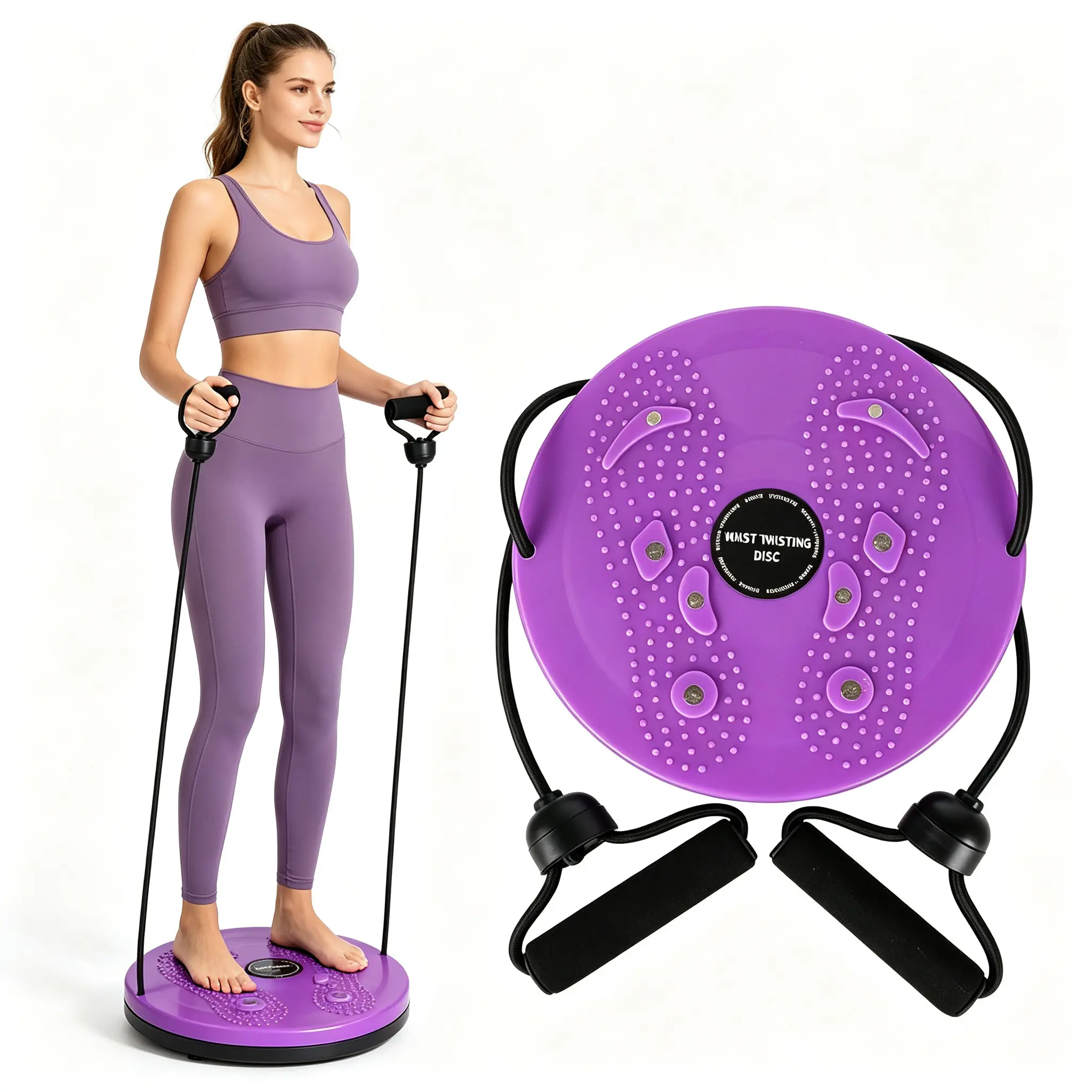 Waist Twisting Disc Fitness Equipment with Resistance Bands, Non-Slip Core Workouts Tool for Summer Home Use