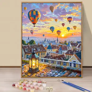 Paint by Numbers Kit for Adults Beginners - 16x20in/40x50cm Color Canvas, Easy DIY Hot Air Balloon Acrylic Painting Set - Wall Decor for Living Room and Bedroom, Creative Gift for Birthday, Mother's Day and Christmas, Without Frame