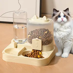 Automatic Gravity Feeding System for Cat and Dog, Dual Wet/Dry Separation Design with Anti-Spill Feature, Easy-to-Clean Durable Pet Food & Water Dispenser Tray, Living Room, Bathroom, Kitchen, and Balcony Use, Cat Food Dispenser, Automatic Feeder For Cat