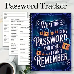 Funny Spiral Password Notebook Log Book, Internet and Computer Login, Website Records, Username and Password Keeper, Home Office Organizer
