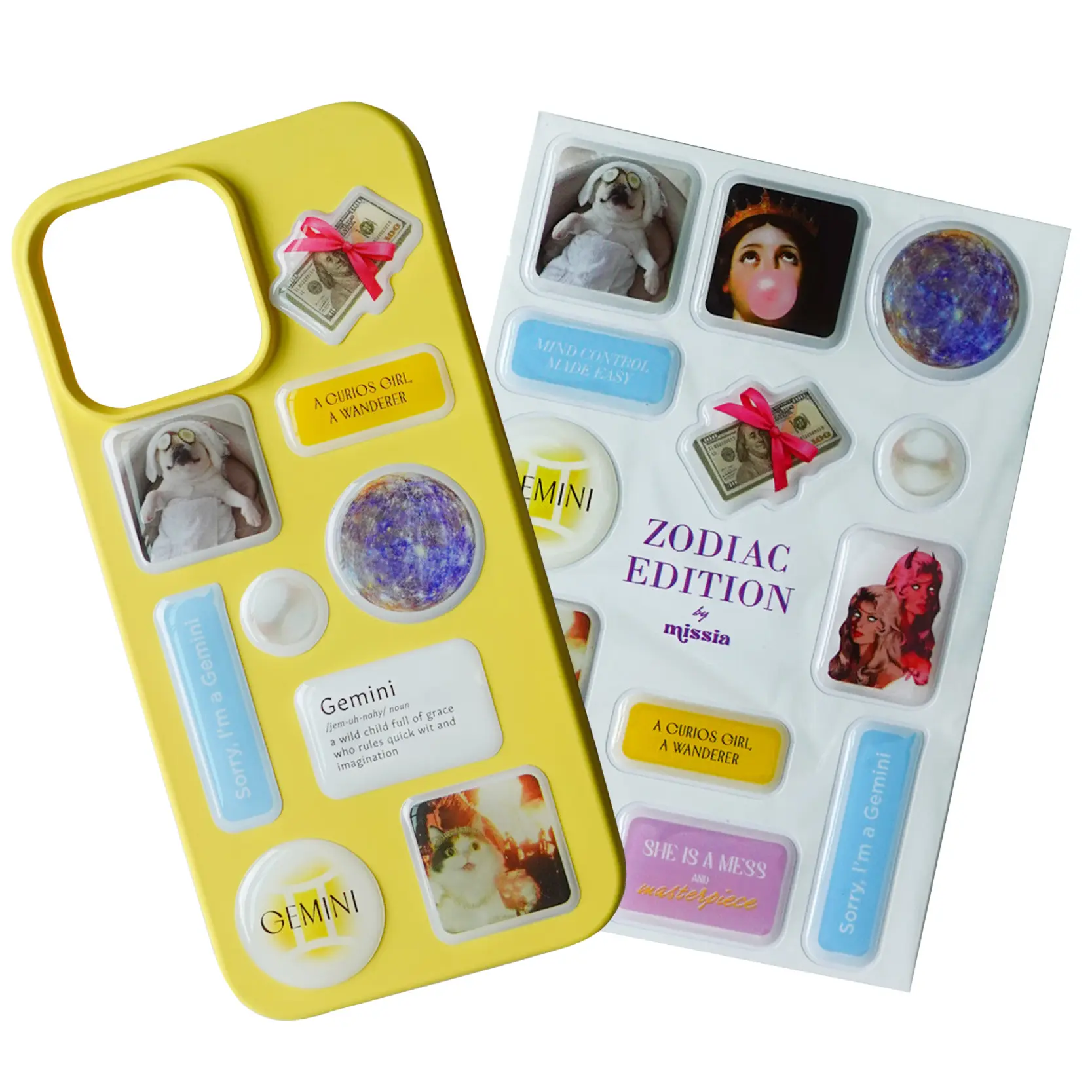 Gemini Zodiac 3D Epoxy Stickers | Horoscope Star Sign Decals | Waterproof Astrology Sticker Pack | Zodiac Edition Scrapbooking Supplies | Gift for Gemini