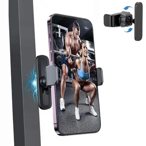 Gym Magnetic Phone Holder, 360° Adjustable Magnetic Phone Mount Attach to Metal Surface, Gym Magnet Phone Cradles Compatible with All 4.7-6.5" Smartphones