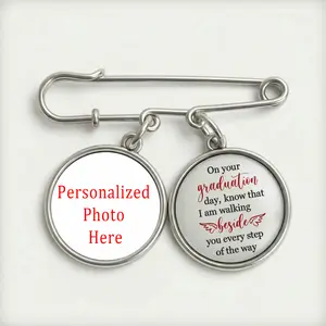 Personalized Custom Photo Graduation Brooch, Graduation Season Gift for Her Him, Custom Memorial Graduation Kilt Pin, Graduation Day Keepsake for Daughter Son, High School College Master's PhD Graduation Gift for Students,  Customized Graduation Accessory
