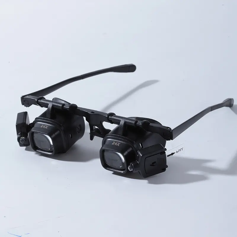 Spectacle-Style Magnifying Glasses with Lightweight Frame and LED Light, Portable Accessories with Interchangeable Lenses for Close Work & Watch Repair, Magnifying Lens, Built-In Lens Light, Multiple Lens Sets tiktokshopbacktoschool