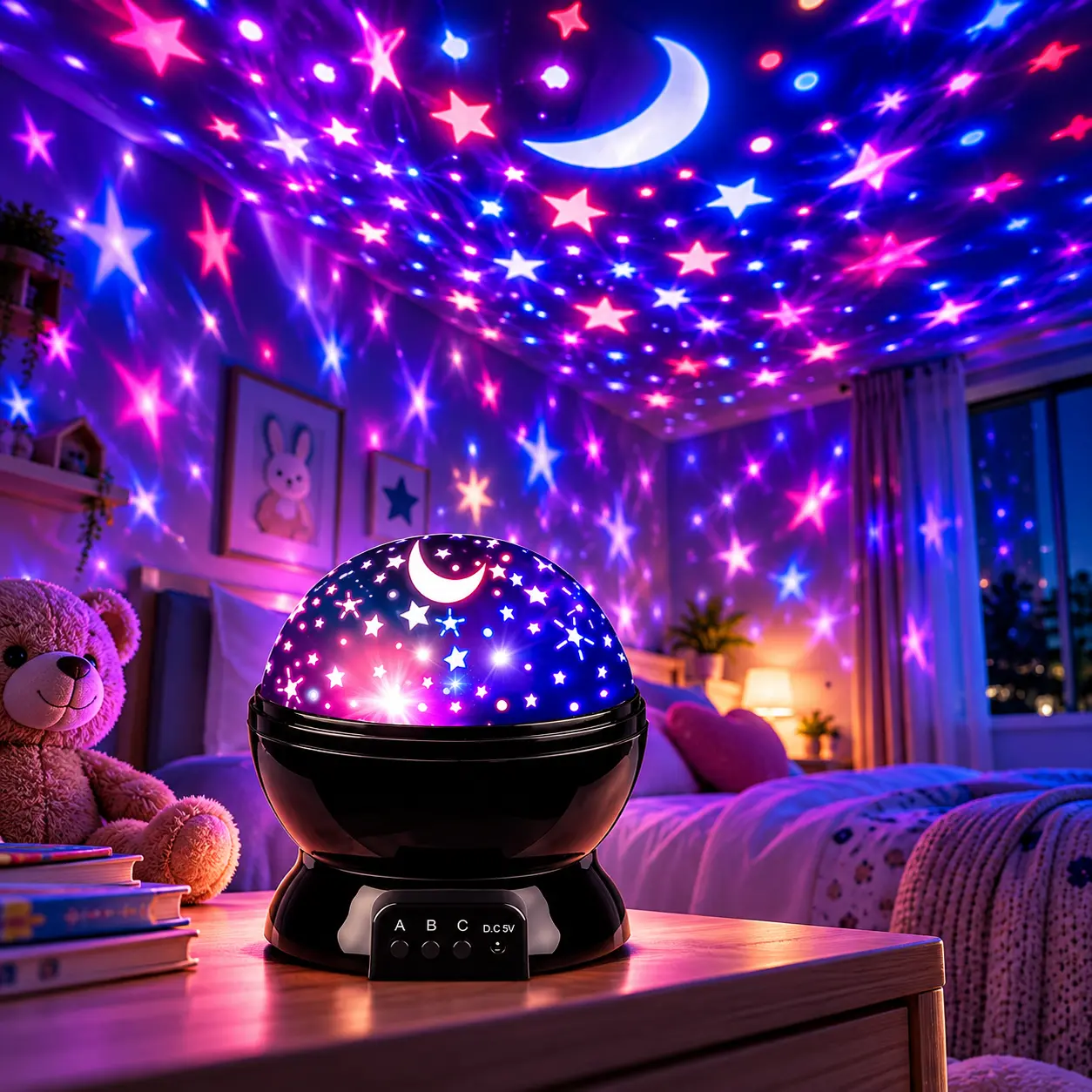 360° Rotating Star Projector Lamp, Bedroom Ceiling Lights for Kids, 3-8 Year Olds Birthday Christmas Gifts for Home Festive Decorations, Lights For Bedroom,techvibes