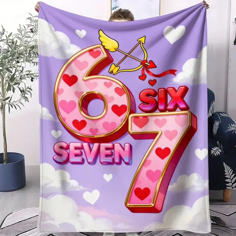 Soft Funny Throw Blanket Six Seven Element Printed Multifunctional Blanket Family Blanket Throw Home Sofa Lunch Break Blanket Valentine's Day Gift