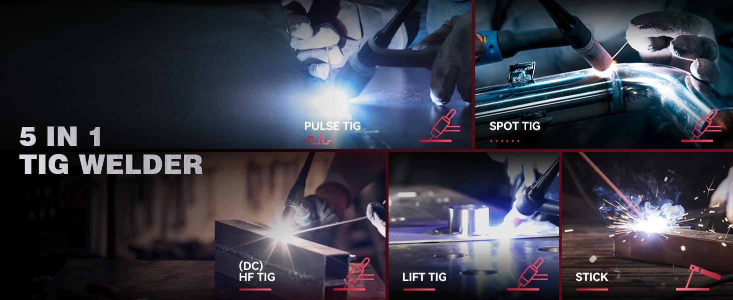 ARCCAPTAIN iControl TIG 205P Pro Welder With APP Control, 5 In 1 DC/Pulse/Lift/Spot TIG & Stick, Dual Voltage 120V/240V TIG Welding Machine With Large LED Display, 2T/4T, Smart Fan, Safety Protection