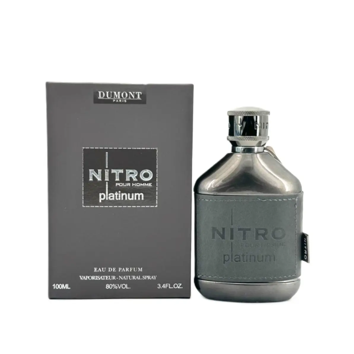 Dumont Paris Nitro Pour Homme Platinum Eau De Parfum - 3.4 fl oz Men's Perfumes Colognes, French-Made Premium Woody Aromatic Fragrance with Amber Wood Scent