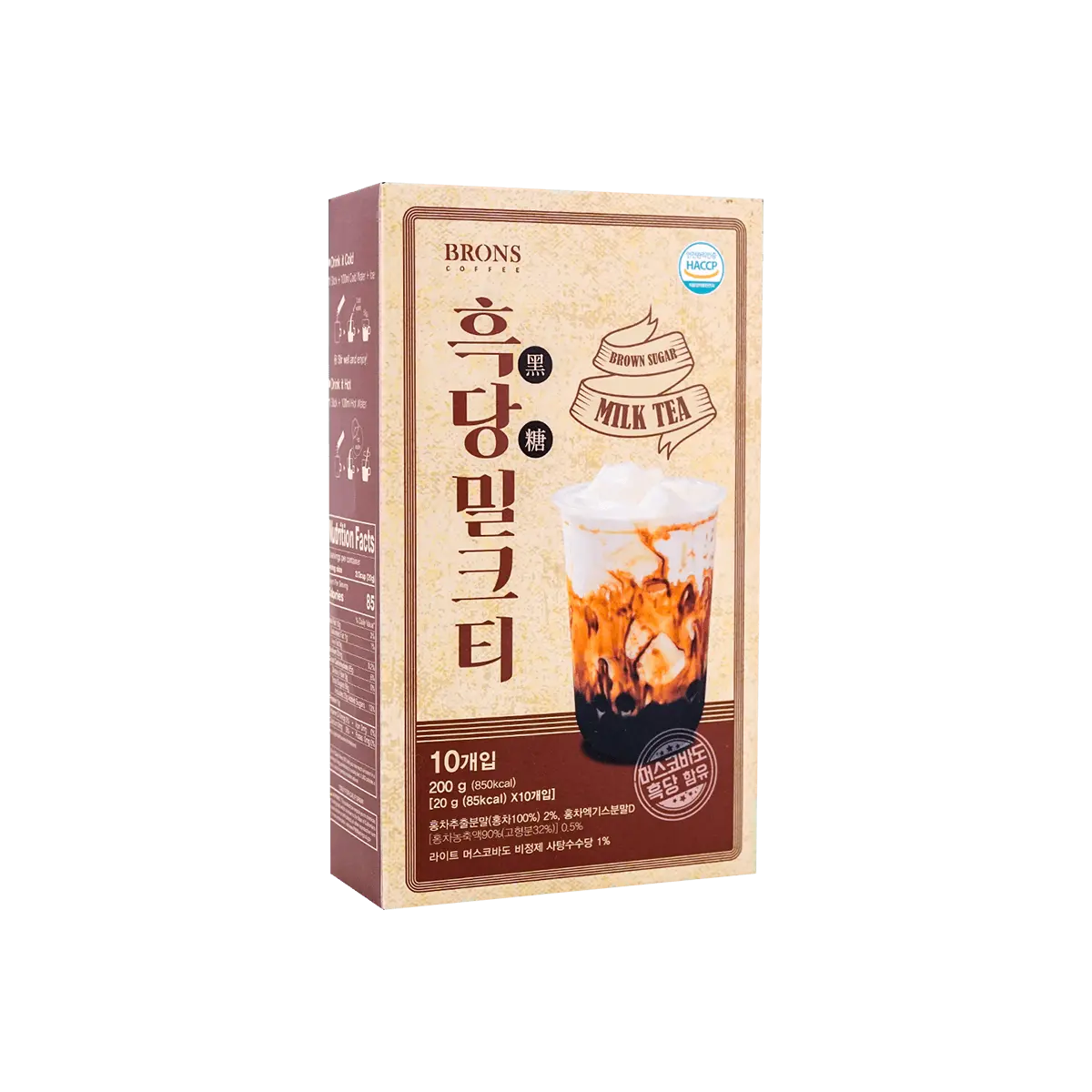 HAITAI Korean Brown Sugar Milk Tea Drink Mix 200g - Authentic Boba Flavor, Easy Instant Beverage