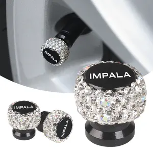 4pcs Chevrolet Impala Diamond Tire Valve Caps, Shiny Crystal Radiant Touch Decorative Universal Metal Valve Covers, Latest Style Car Accessories