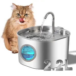 Stainless Steel Cat Water Dispenser, 2.2L/74oz Large Capacity Pet Drinking Fountain, Ultra-Quiet Design for Dogs & Cats, Automatic Water Feeder