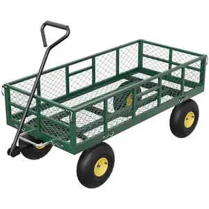 900 lbs Steel Dump Cart, Removable Sides, 10" Pneumatic Tires, 180° Swivel Handle