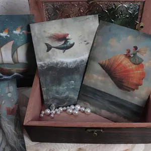 Ocean Dream Theme Writing Paper Pad & Sticker Set, 64pcs/set Fish & Shell & Sea Turtle Patterns for Fantasy Themed Party DIY, Greeting Card, Scrapbooking