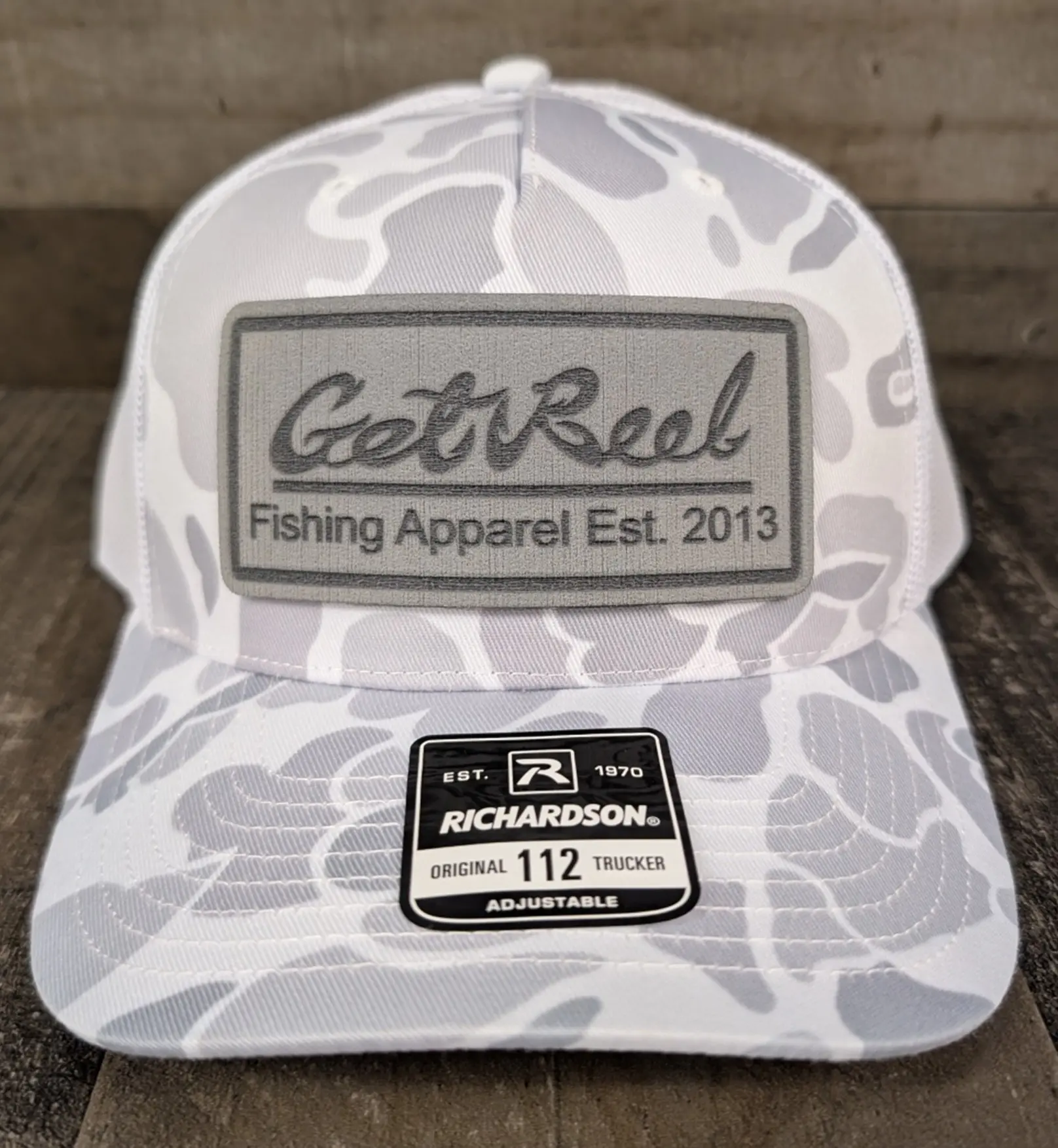 Get Reel 112PFP Blizzard Camo Boat Deck Patch Hat
