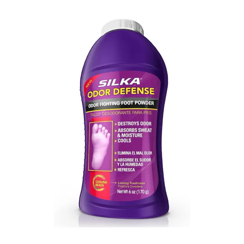 SILKA Odor Fighting Foot Powder & Shoe Deodorizer with Corn Starch Powder, Talc & Cooling Beads - 6 Oz - Footwear, Comfort