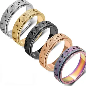 FLORIDECO 5 Pcs Multi-Color Spinning Ring Set for Anxiety Relief  Unisex Stainless Steel /6mm/Size 5-13 ring jewelry