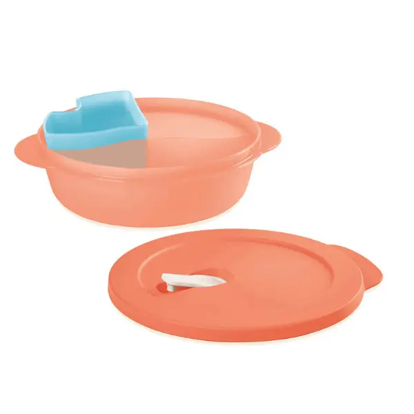 Tupperware CrystalWave PLUS Lunch 'N Dish with Cold Cup Microwavable Divided Container for Lunch Removable Cup for Cold Sides Air-Tight Seal 3¼-cup/825mL Capacity
