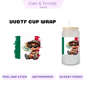 Chicano Hispanic Mexicano Flag  UVDTF Wrap for 16oz Cups