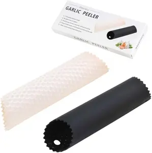 2 Set Silicone Garlic Peeler Easy Roller Tube Useful Garlic Odorfree Kitchen Tool (Black,Clear)